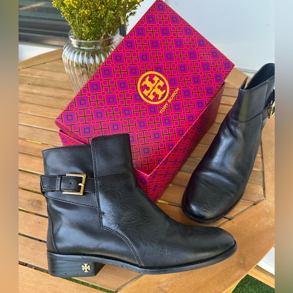 Tory Burch Black Leather Ankle Boots